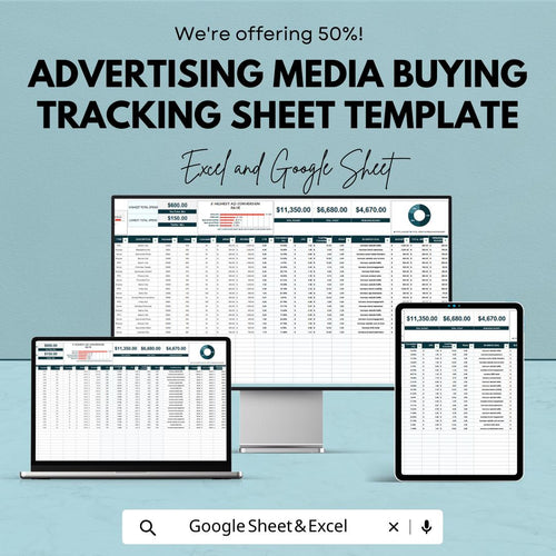 Advertising Media Buying Tracking Sheet Template, Media Buying Spreadsheet, Ad Spend Tracker, Marketing Budget Planner