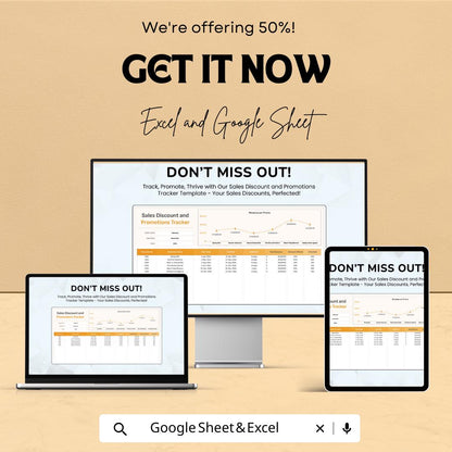 Sales Discount & Promotions Tracker Template for Excel and Google Sheets - Track Sales Performance