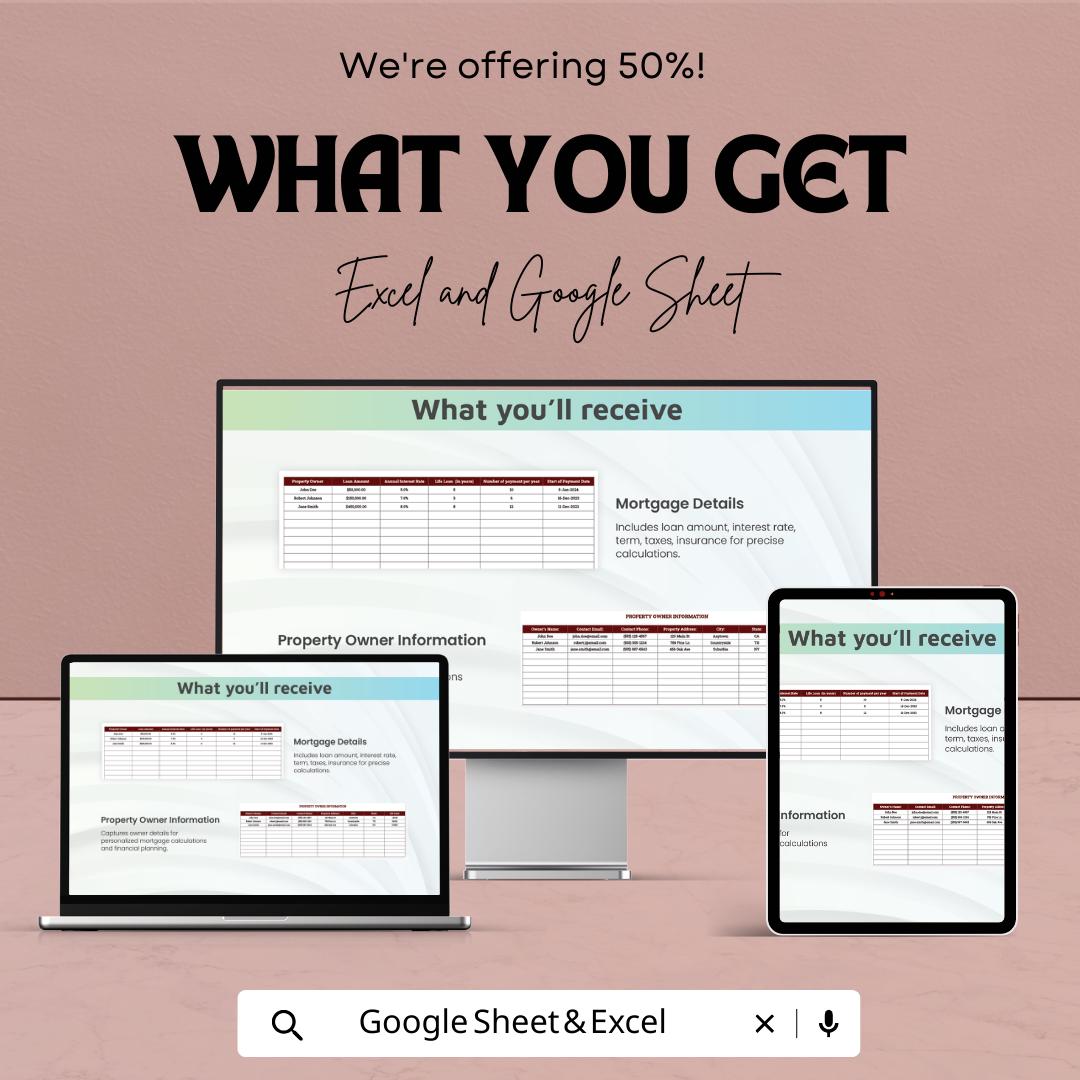 Real Estate Mortgage Calculator | Excel & Google Sheets Loan Payment Calculator | Amortization Schedule Spreadsheet | Home Loan Planner