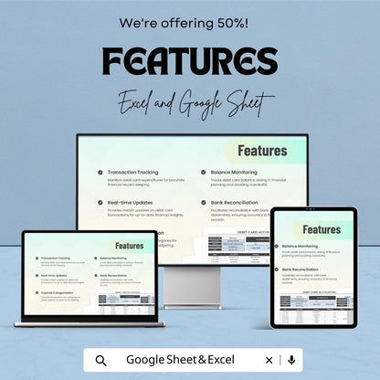 Debit Card Accounting Template | Excel & Google Sheets | Debit Tracking Sheet | Expense Tracker | Budget Template | Finance Tracker