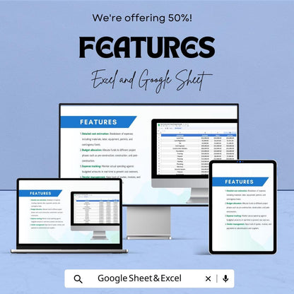 New Construction Project Budget Sheet | Excel & Google Sheets Template | Manage Project Costs Efficiently