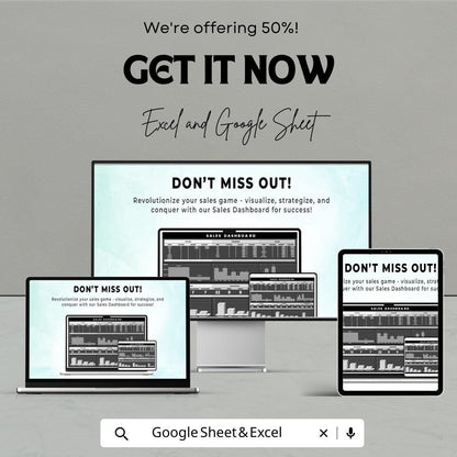 Sales Dashboard Template | Excel and Google Sheet | Sales Tracking Spreadsheet | KPI Dashboard | Performance Metrics Tracker