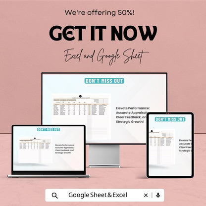 Operations Performance Appraisal Template | Employee Evaluation Matrix | KPI Performance Review Tracker | Excel & Google Sheets |