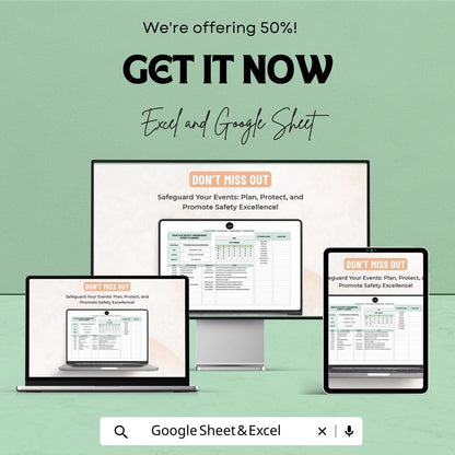 Health & Safety Awareness Event Planner Sheet | Google Sheet | Event Planning Template | Health Safety Management | Google Sheets and Excel