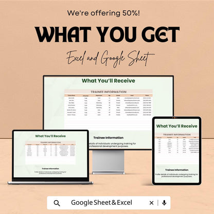 Sales Trainee Performance Tracker Template | Employee KPI Dashboard | Sales Training Progress Sheet |  Performance Tracker