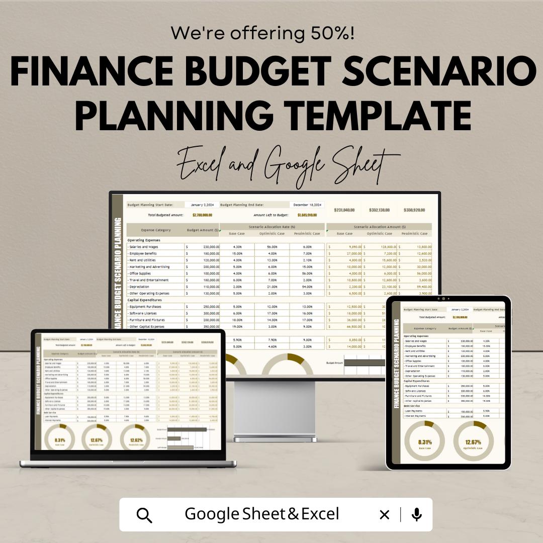 Finance Budget Scenario Planning Template | Business Budget Forecasting Dashboard | Financial Planning Spreadsheet | Scenario Analysis Tool