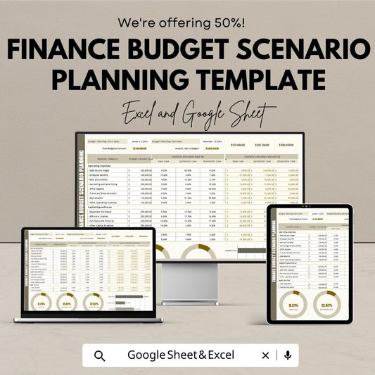 Finance Budget Scenario Planning Template | Business Budget Forecasting Dashboard | Financial Planning Spreadsheet | Scenario Analysis Tool
