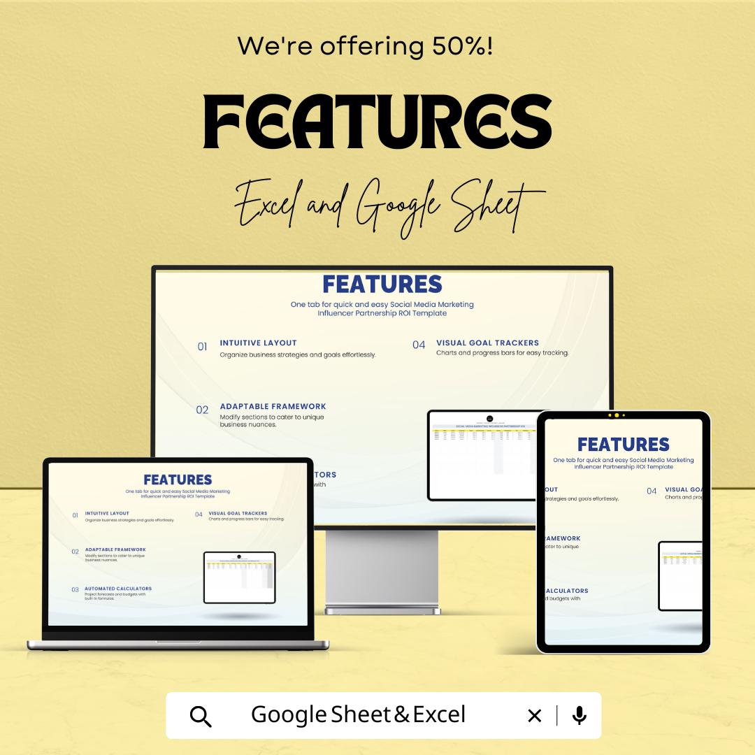 Social Media Marketing Influencer Partnership ROI Sheet – Excel & Google Sheets Template – Track Influencer Performance – Marketing Tool