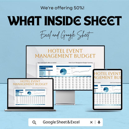 Hotel Event Management Budget Sheet | Excel and Google Sheet Template | Cost Tracking & Planning | Event Budget Planner for Hotels