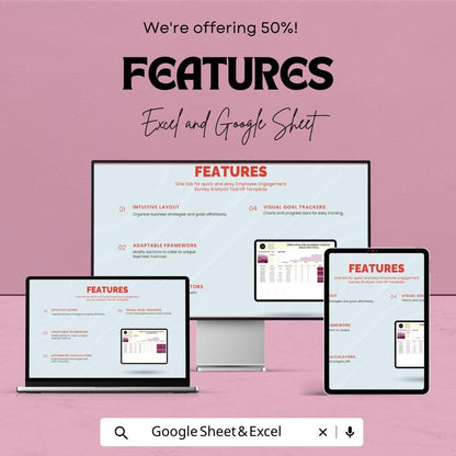 Employee Engagement Survey Analysis Tool | HR Survey Analysis Template | Excel & Google Sheets | Employee Feedback Dashboard