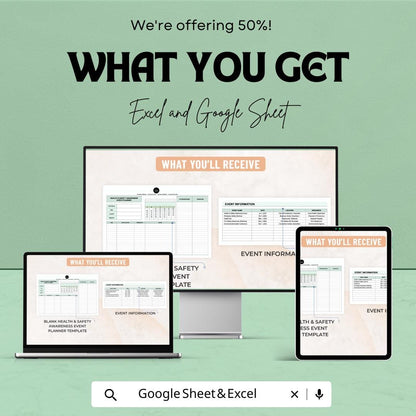 Health & Safety Awareness Event Planner Sheet | Google Sheet | Event Planning Template | Health Safety Management | Google Sheets and Excel