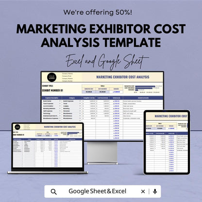 Marketing Exhibitor Cost Analysis Template, Trade Show Budget Spreadsheet, Event Expense Tracker, ROI Calculator