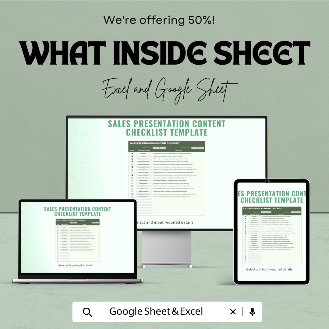 Sales Presentation Content Checklist Template | Sales Pitch Planner | Presentation Planning Tool | Sales Meeting Checklist