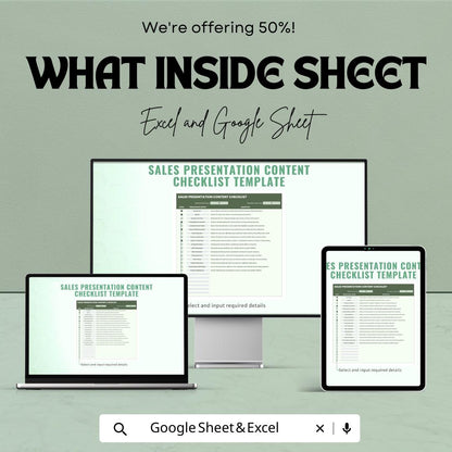 Sales Presentation Content Checklist Template | Sales Pitch Planner | Presentation Planning Tool | Sales Meeting Checklist