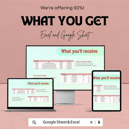 Local Purchase Order Template Excel Google Sheets | Procurement Tracker Spreadsheet | Vendor Order Form | Small Business Purchase Sheet |