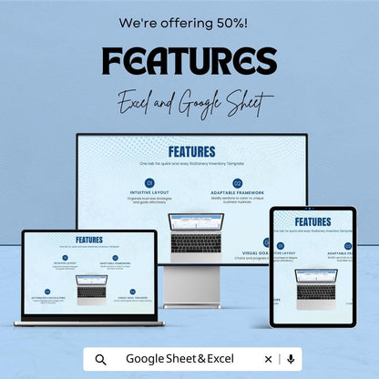 Stationery Inventory Sheet - Excel & Google Sheets Template - Track Stock, Sales, and Profits for Your Stationery Business