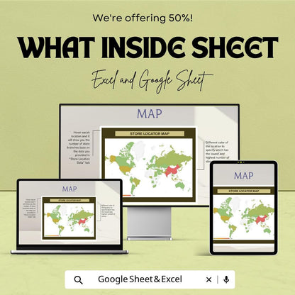 Store Locator Map Template | Store Location Map Excel | Business Location Tracker | Territory Map Spreadsheet