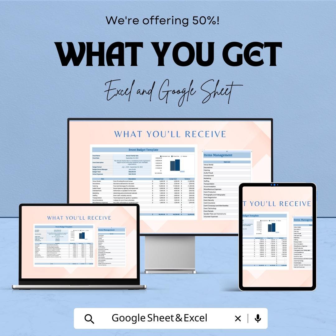 Event Budget Template | Event Planning Budget Planner | Wedding Budget Spreadsheet | Party Expense Tracker | Editable Template