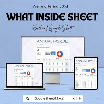 Annual Payroll Budget Template | Excel & Google Sheets | Employee Salary Planner | Payroll Expense Tracker | Business Budget Spreadsheet