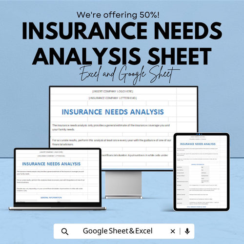 Insurance Needs Analysis Sheet - Excel & Google Sheets Template for Tailored Insurance Solutions - Comprehensive Coverage Planner