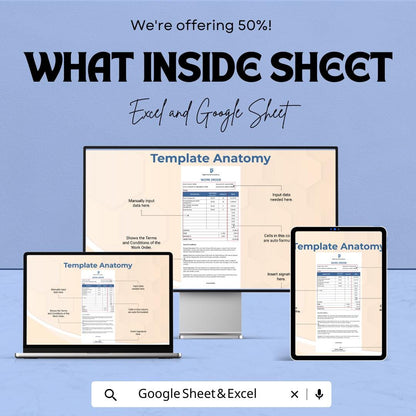 Work From Home Service Order Sheet | Google Sheets & Excel | Remote Work Agreement Template | Editable Work Order Form | Freelancer Invoice