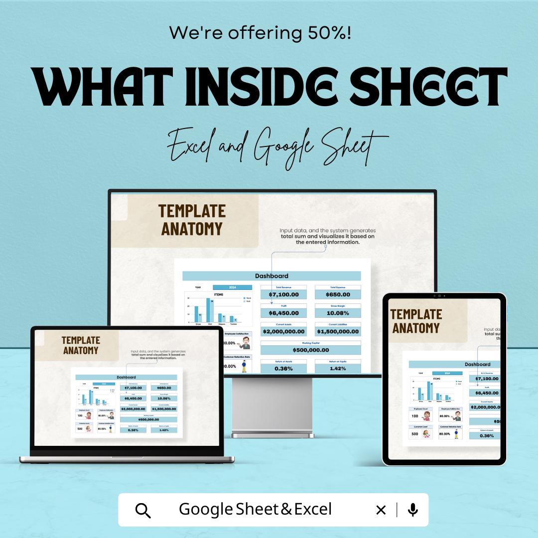 Corporate Dashboard Template - Business Performance Tracking Sheet | Excel & Google Sheets | KPI Monitoring | Financial Overview