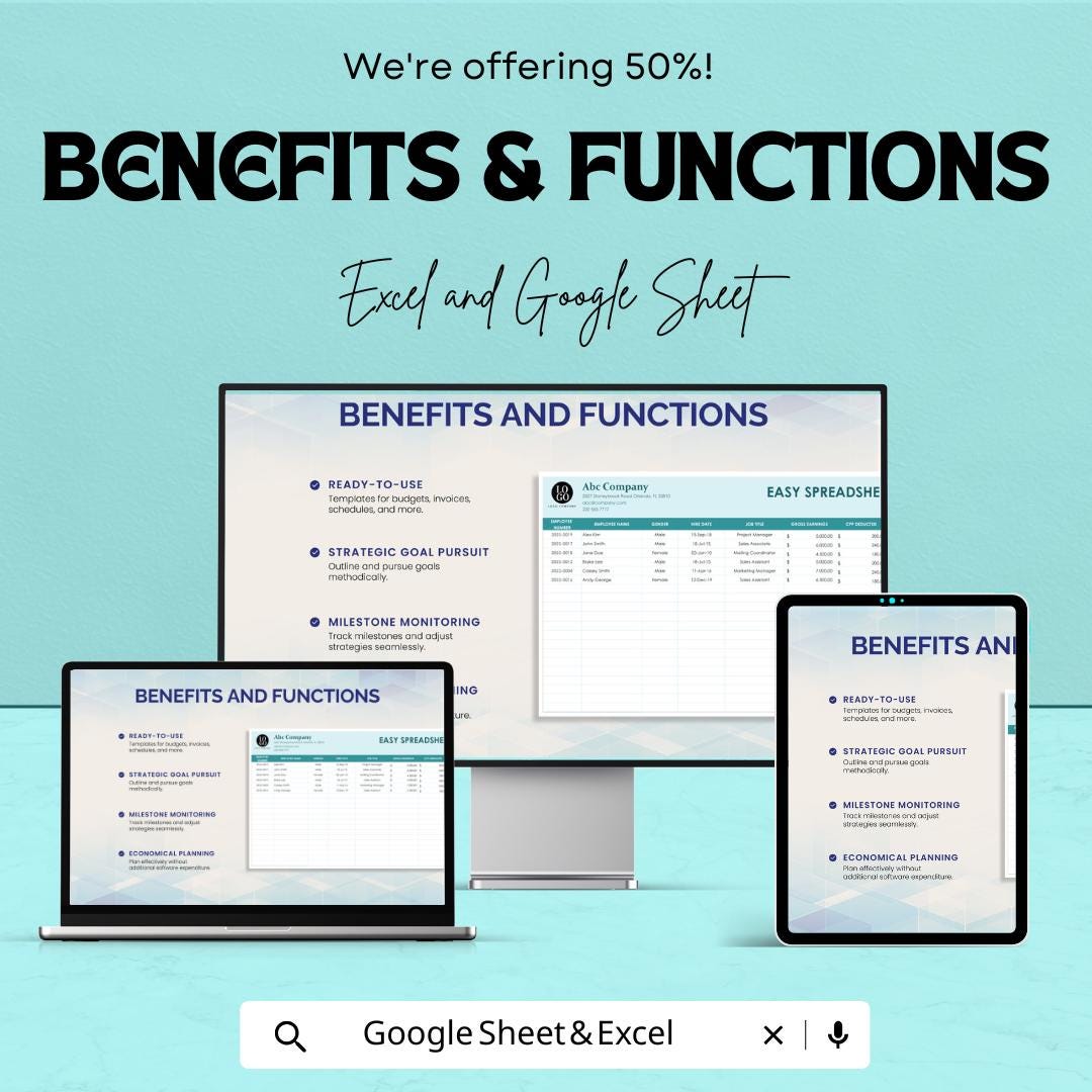 Easy Spreadsheet Template | Excel and Google Sheets | Simple Data Tracker | Business Management Sheet | Editable Budget and Record Template