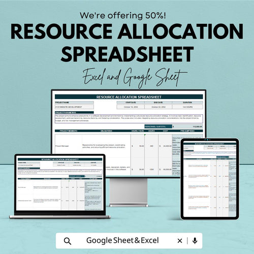 Resource Allocation Sheet | Resource Planning Template | Project Resource Tracker | Workload Management Planner | Team Resource Manager