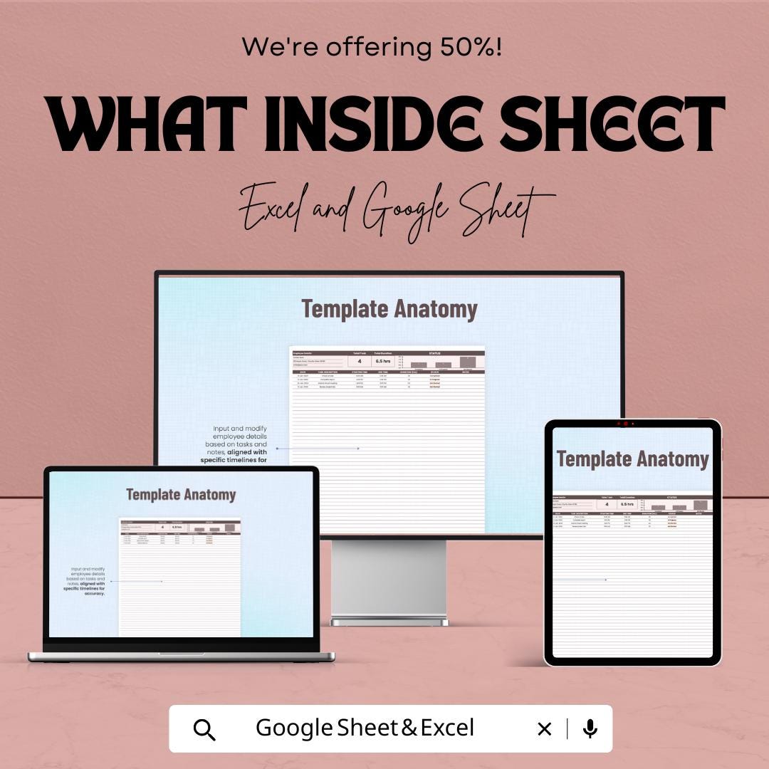 Simple Work from Home Sheet - Excel & Google Sheets Template | Work Tracker for Remote Jobs | Customizable Task Manager