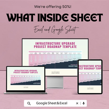Infrastructure Upgrade Project Roadmap Template Excel | IT Infrastructure Roadmap | Project Planning Timeline | Technology Upgrade Plan
