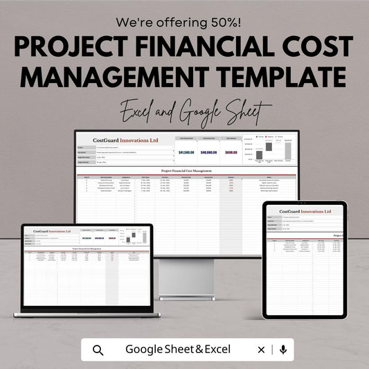 Project Financial Cost Management Template | Project Cost Control Spreadsheet | Budget and Expense Tracker | Excel & Google Sheets