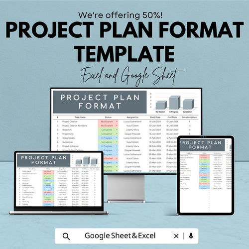 Project Plan Template | Project Planning Spreadsheet | Task & Timeline Tracker | Project Management Tool | Excel and Google Sheets