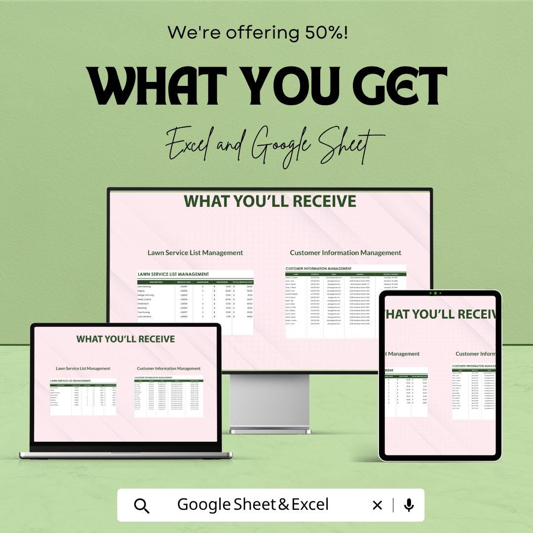 Lawn Care Estimate Template | Landscaping Estimate Template | Lawn Service Quote Template | Landscaping Pricing Sheet