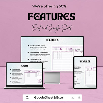Attendance Tracker Excel Template | Employee Attendance Sheet | Staff Attendance Tracker | Google Sheets Attendance Log
