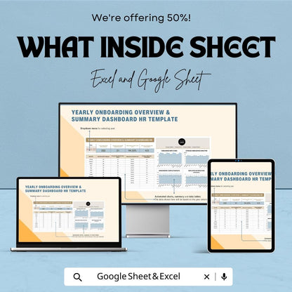 Yearly Onboarding Overview & Summary Dashboard HR Template | Employee Onboarding Tracker | HR Analytics Excel and Google Sheets
