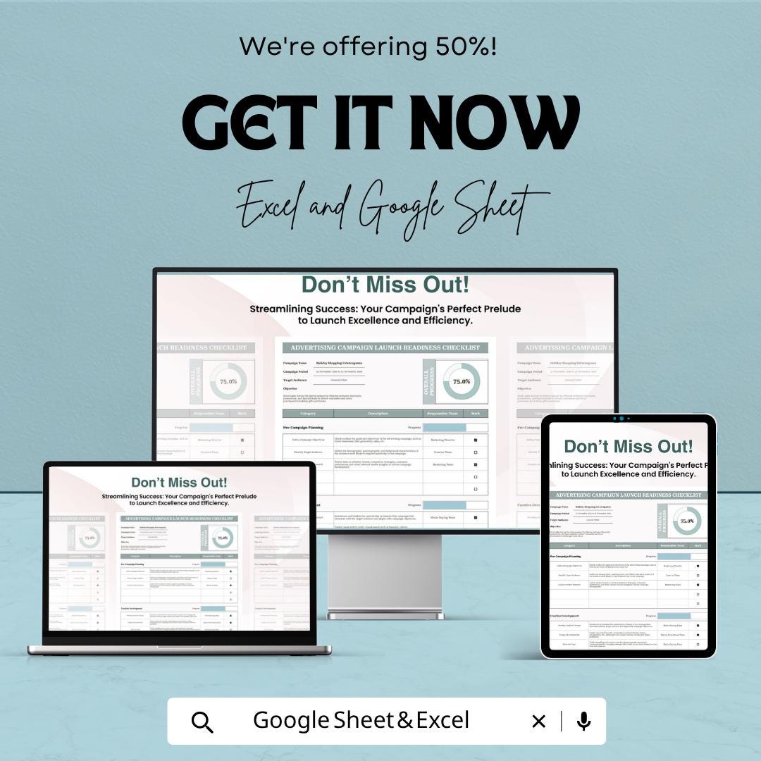 Advertising Campaign Launch Checklist Template | Marketing Campaign Planner | Launch Readiness Tracker