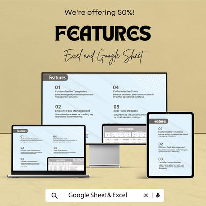 Simple Operations Template | Business Operations Tracker | Excel & Google Sheets Template | Workflow Management Spreadsheet |