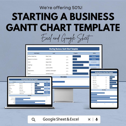 Starting a Business Gantt Chart Template Excel & Google Sheets | Project Timeline Planner | Startup Project Management Spreadsheet