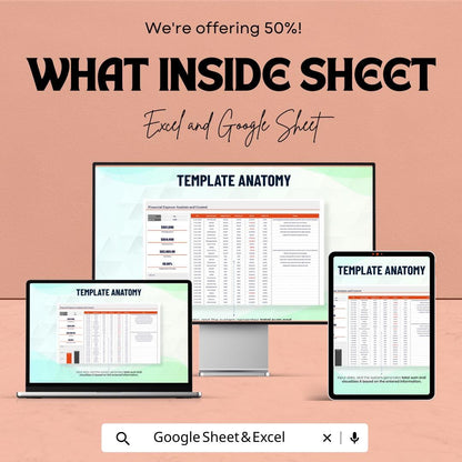 Financial Expense Analysis and Control Template | Expense Tracking Spreadsheet | Cost Control Dashboard