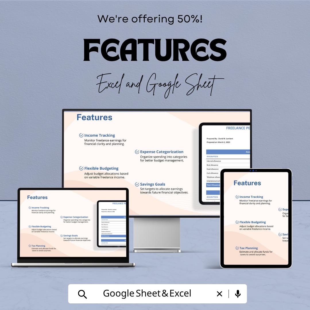 Freelance Budget Template Excel | Personal Budget for Freelancers | Income Expense Tracker | Monthly Budget Sheet