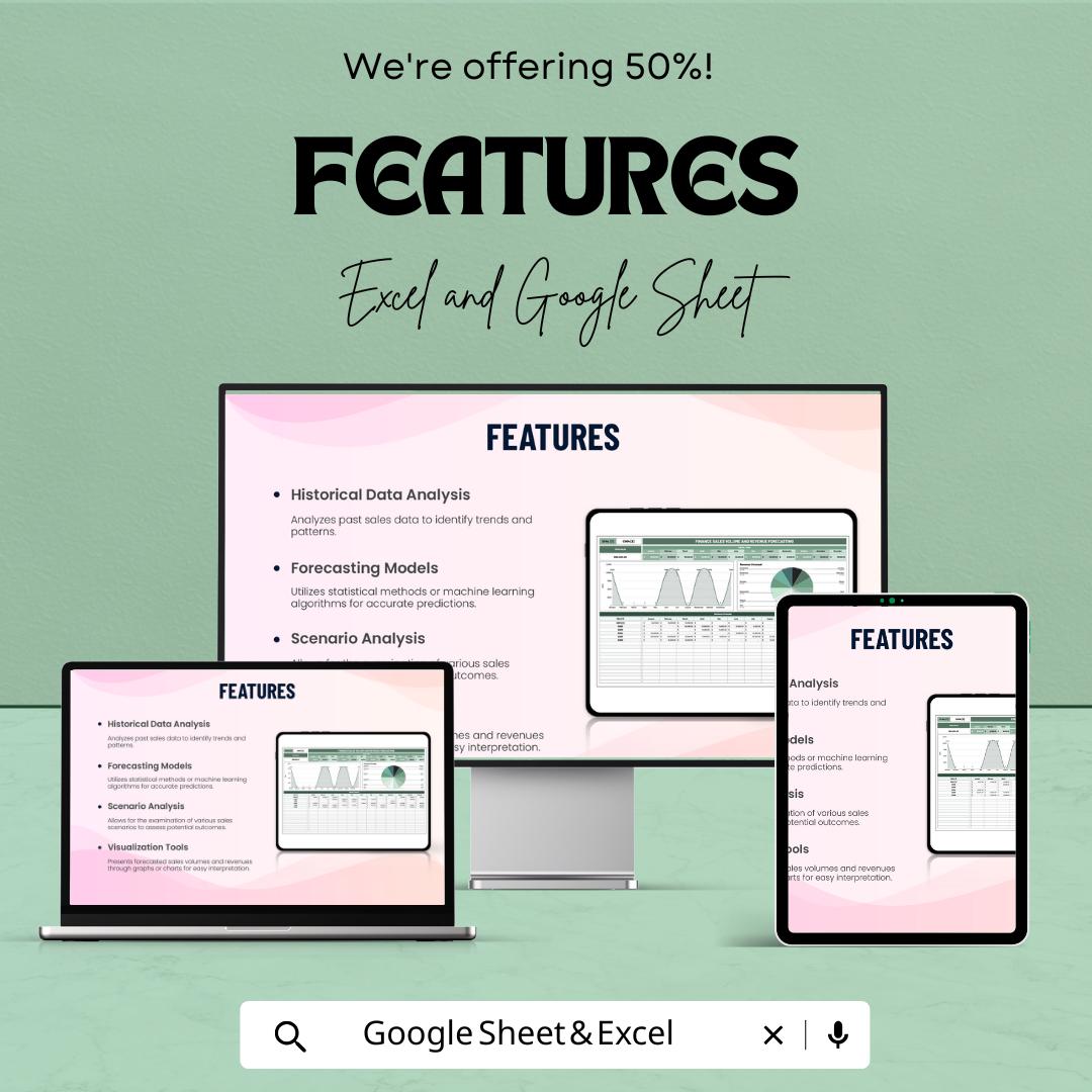 Finance Sales Volume and Revenue Forecasting Template - Google Sheets - Business Forecasting & Financial Planning - Accurate Sales
