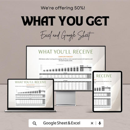 Cash Flow Forecast Template , Cashflow Projection Spreadsheet, Business Financial Forecast Planner, Small Business Budget Template