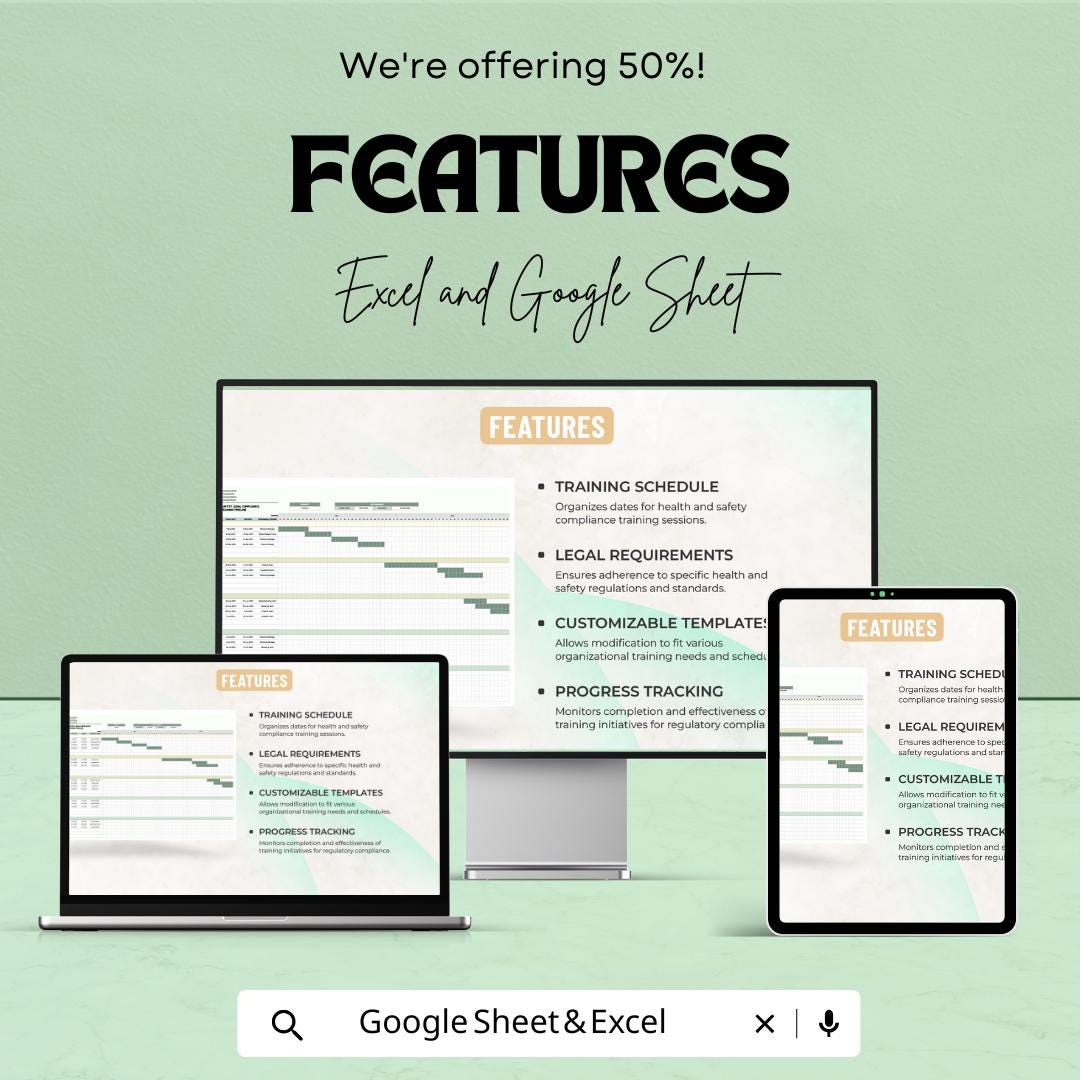 Health and Safety Legal Compliance Training Timeline Sheet | Google Sheets Template | Employee Safety & Training Tracker | Instant Download
