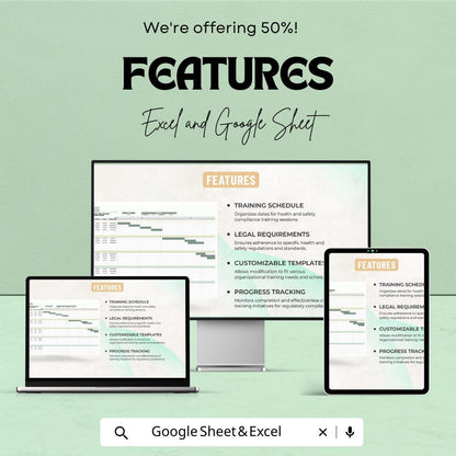 Health and Safety Legal Compliance Training Timeline Sheet | Google Sheets Template | Employee Safety & Training Tracker | Instant Download