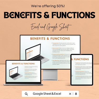 Cleaning Service Price List Template | Google Sheets & Excel | Editable Pricing Sheet | Housekeeping Rate Chart | Instant Download