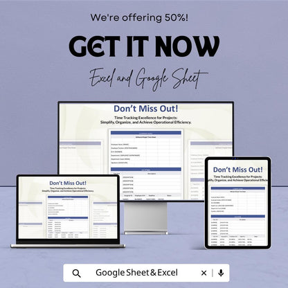 Software Project Time Sheet Template | Employee Time Tracker Spreadsheet | Project Hours Log | Excel & Google Sheets