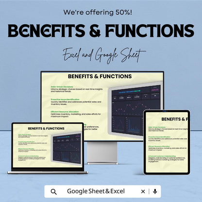 Sales Product Performance Dashboard Template | Sales Analytics Excel Dashboard | Business KPI Tracker | Google Sheet Sales Report |