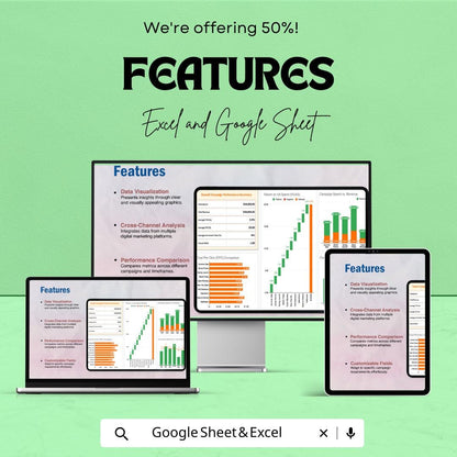 Campaign Performance Dashboard Advertising Template | Data Analysis, ROI Tracker, Campaign Performance | Instant Download