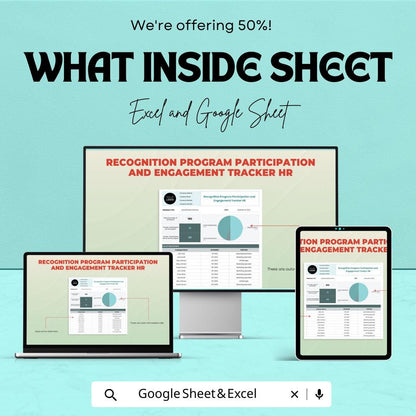 Recognition Program Participation & Engagement Tracker | HR Template for Excel and Google Sheets | Employee Engagement Dashboard