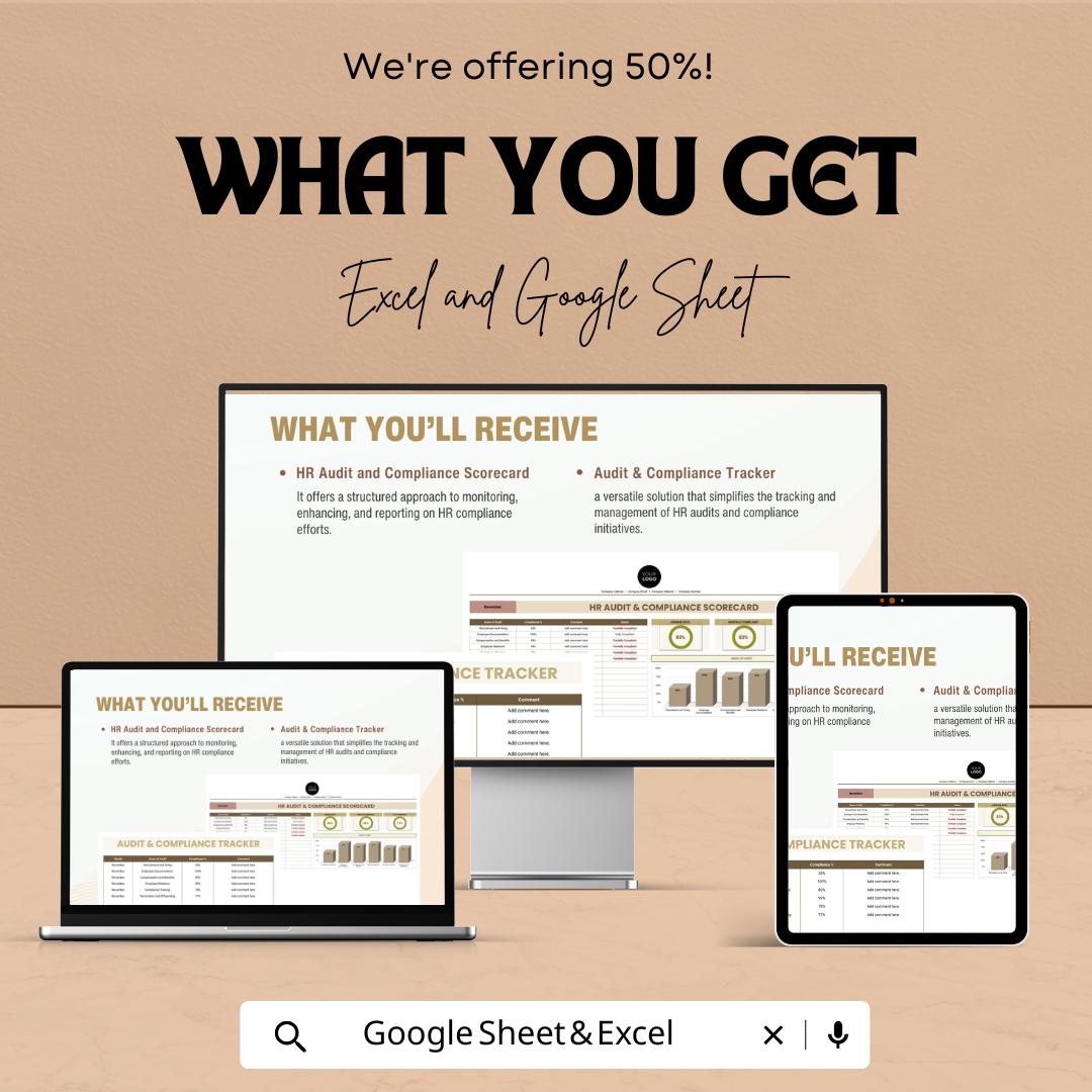 HR Audit and Compliance Scorecard Template | HR Compliance Tracker | Audit Checklist | Excel & Google Sheets HR Template